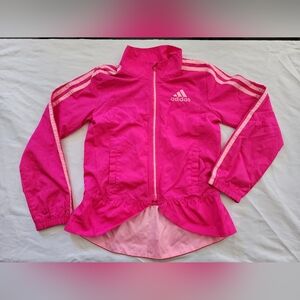 Y2K Adidas Girls' Hot Pink Track Jacket with Peplum Hem (sz junior/kids 6)